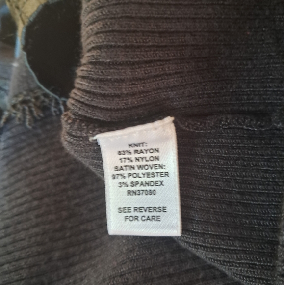 Cato Brown Satin Front Rayon & Nylon Split Neck Tie Sweater Size XL - Picture 8 of 9